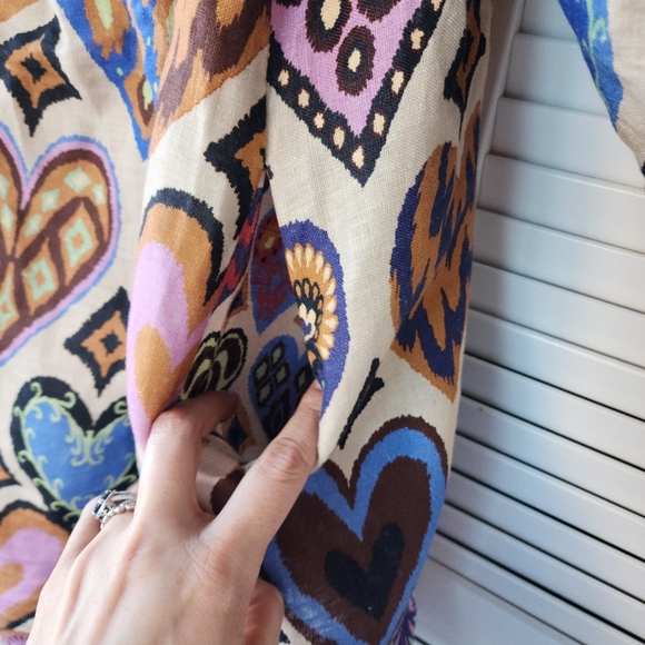 Cream Hearts Ikat Square Neckline Mini Dress, by Farm Rio - Picture 10 of 14